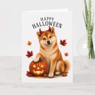 Shiba Inu Halloween Devil Dog Card