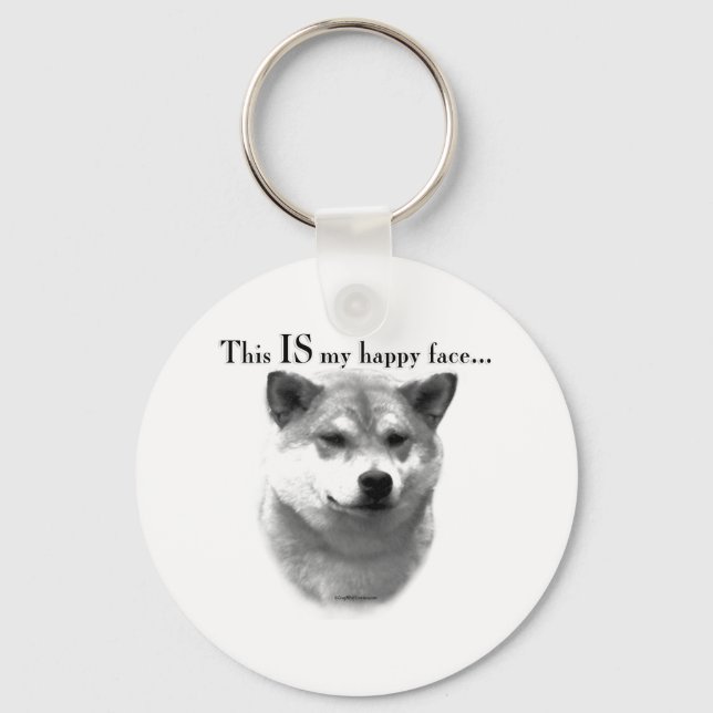 Shiba Inu Happy Face Key Ring (Front)