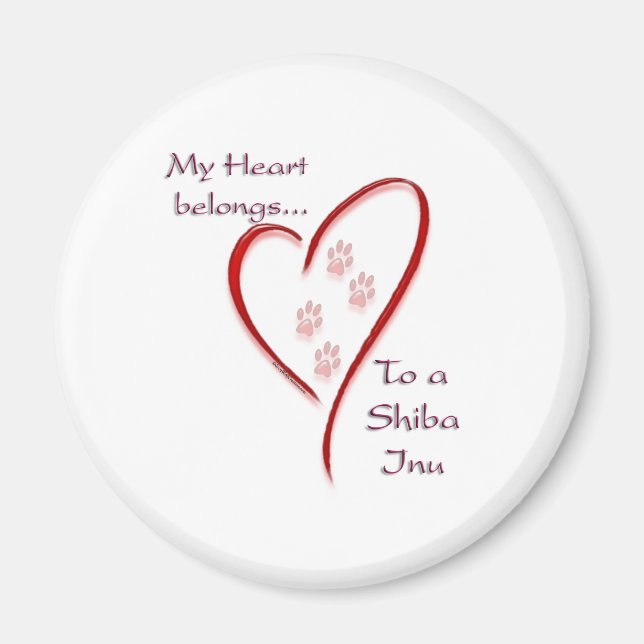 Shiba Inu Heart Belongs Magnet (Front)