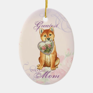 Shiba Inu Heart Mum Ceramic Ornament