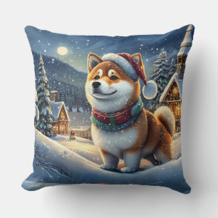 Shiba Inu Holiday Design by Rich AMeN Gill Cushion