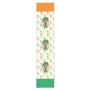 Shiba Inu Holiday Home Decor St Patrick Day Short Table Runner