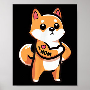 Shiba Inu I Love Mum Funny Dog Tattoo  Poster