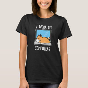 Shiba Inu I Work On Computer Dog Sleep Puppy T-Shirt