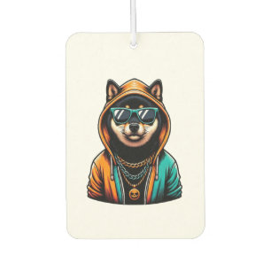 Shiba Inu in Streetwear Hoodie Car Air Freshener