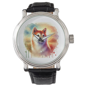 Shiba Inu in watercolor 091024AREF128 - Watercolor Watch