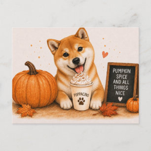 Shiba Inu Inviting Pumpkin Spice Puppaccino Postcard