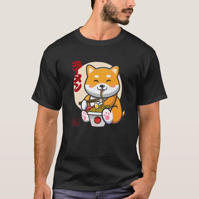 Shiba Inu , Kawaii Anime Shiba Inu, Japanese Ramen T-Shirt (Front)