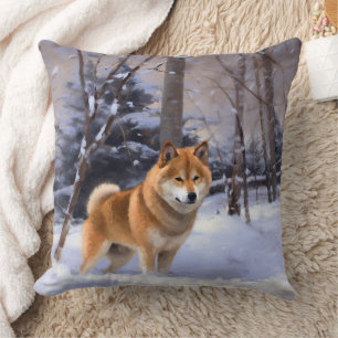 Shiba Inu Let It Snow Christmas Cushion
