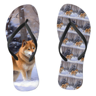 Shiba Inu Let It Snow Christmas Jandals