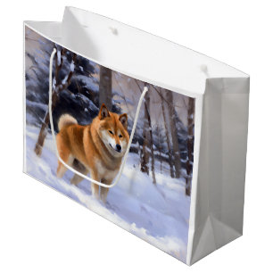 Shiba Inu Let It Snow Christmas Large Gift Bag