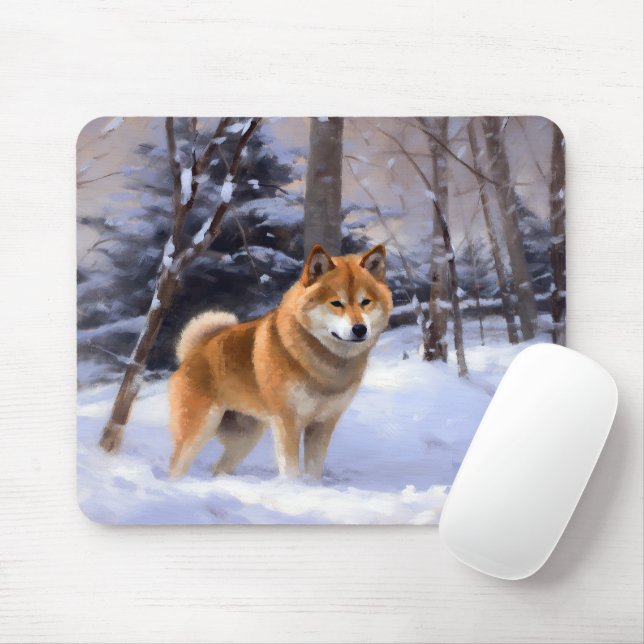 Shiba Inu Let It Snow Christmas  Mouse Pad (With Mouse)