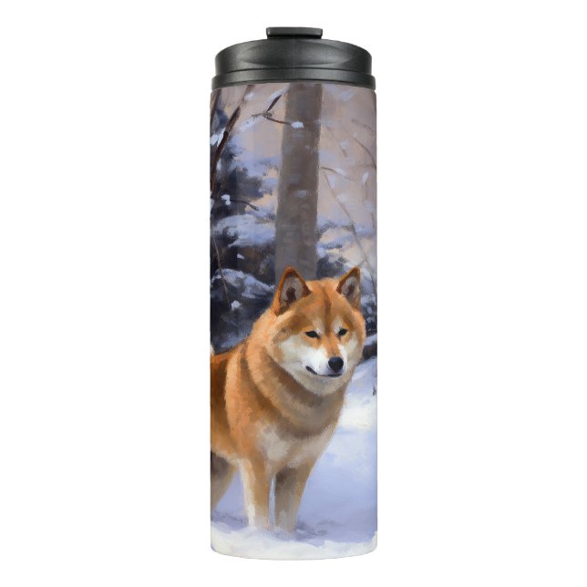 Shiba Inu Let It Snow Christmas  Thermal Tumbler (Front)