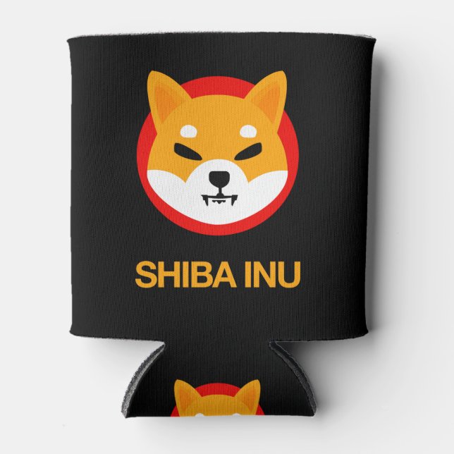 Shiba Inu Logo and Text Below Image  Can Cooler (Front)