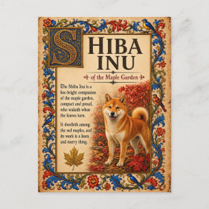 Shiba Inu, Mediaeval Bestiary Art Postcard