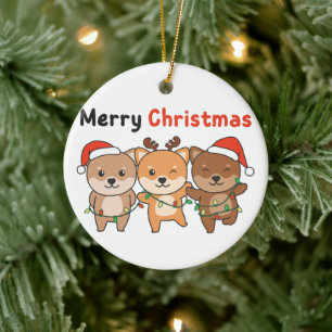 Shiba Inu Merry Christmas Cute Dogs Holiday Ceramic Tree Decoration