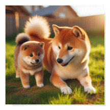 Shiba Inu mum and her puppy