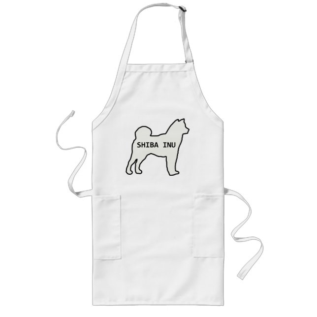 Shiba Inu name silhouette cream Long Apron (Front)
