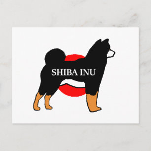 shiba inu name silhouette on Japan-flag black and Postcard