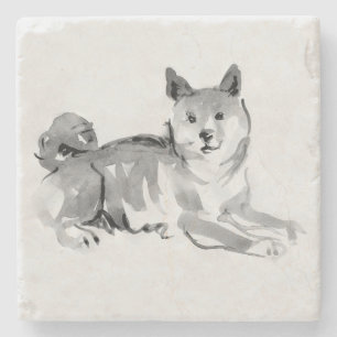 Shiba Inu Original Painting 2 Dog Year 2018 Stone Coaster