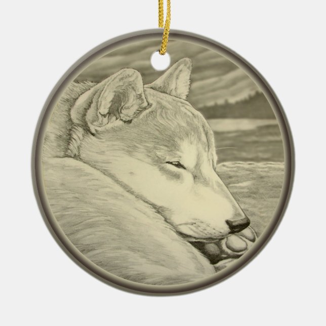 Shiba Inu Ornament Personalised Dog Art Decoration (Front)