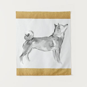 Shiba Inu Painting 1 Chinese Dog Year Zodiac T Tapestry