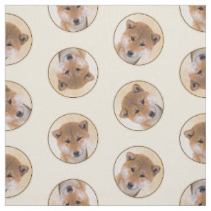 Shiba Inu Painting Red Cute Original Pet Dog Art Fabric