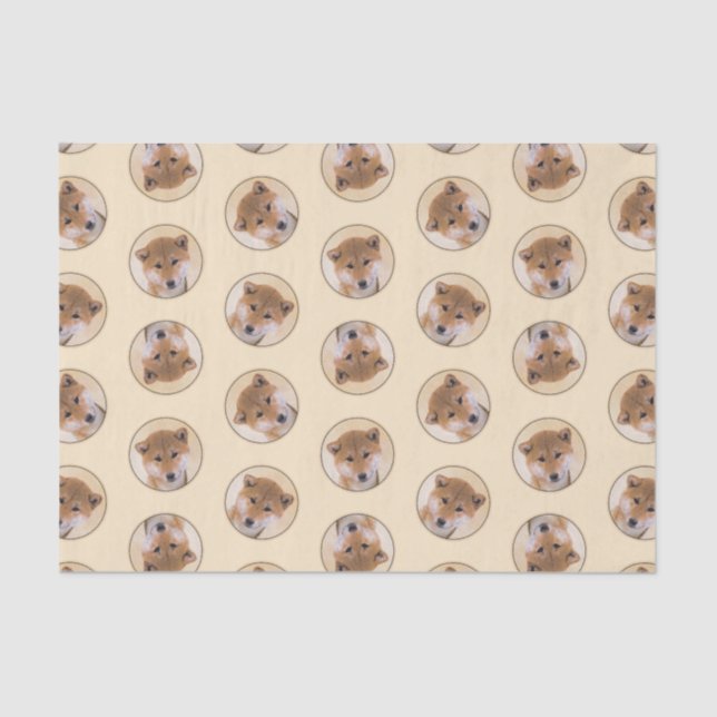 Shiba Inu Painting Red Cute Original Pet Dog Art Tissue Paper (Front)