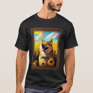 Shiba Inu Painting Sunflower Flower Mom Women Flor T-Shirt