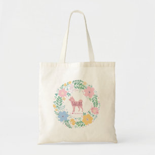 Shiba Inu Pastel Pink Flower Wreath – Personalized Tote Bag