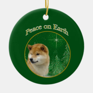 Shiba Inu Peace Ceramic Tree Decoration