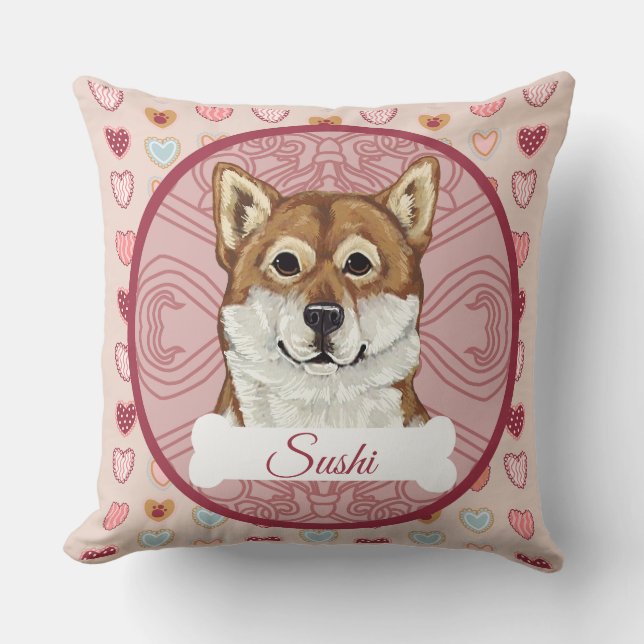 Shiba Inu Personalize Valentine Pillow (Front)