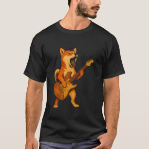 Shiba Inu Playing Electric Guitar T-Shirt