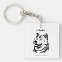 Shiba Inu Portrait Black Line Illustration