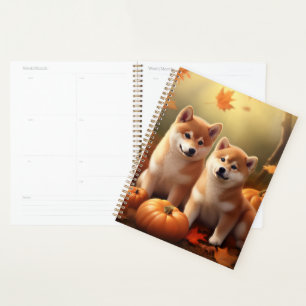 Shiba Inu Puppy Autumn Delight Pumpkin Planner