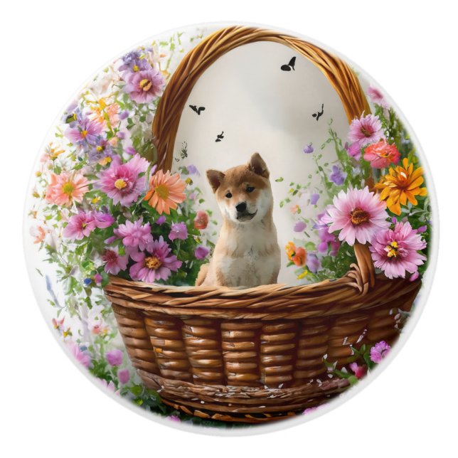 Shiba Inu Puppy Ceramic Knob (Front)