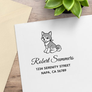 Shiba Inu Puppy Dog Address Rubber Stamp