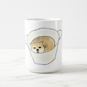 Shiba Inu Puppy Resting In White Cup