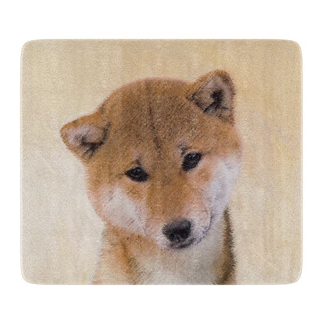 Shiba Inu (Red) Painting - Original Dog Art Cutting Board (Front)