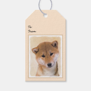 Shiba Inu (Red) Painting - Original Dog Art Gift Tags