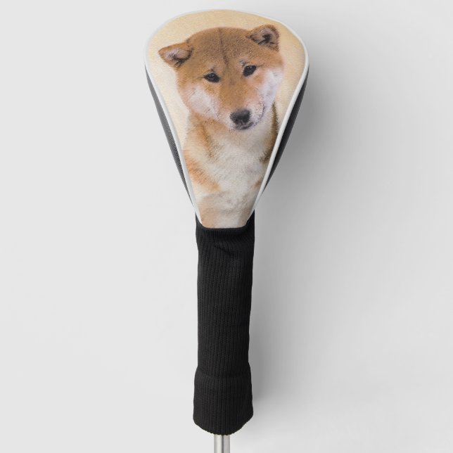 Shiba Inu (Red) Painting - Original Dog Art Golf Head Cover (Front)