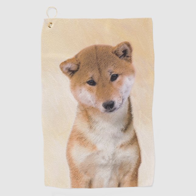 Shiba Inu (Red) Painting - Original Dog Art Golf Towel (Front)