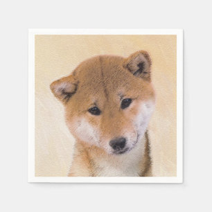 Shiba Inu (Red) Painting - Original Dog Art Napkin
