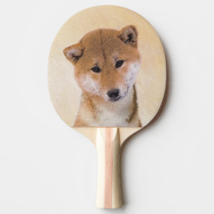Shiba Inu (Red) Painting - Original Dog Art Ping Pong Paddle