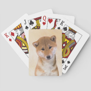 Shiba Inu (Red) Painting - Original Dog Art Playing Cards