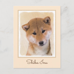 Shiba Inu (Red) Painting - Original Dog Art Postcard
