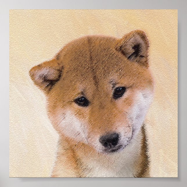 Shiba Inu (Red) Painting - Original Dog Art Poster (Front)