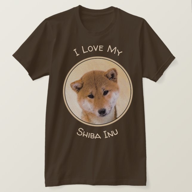 Shiba Inu (Red) Painting - Original Dog Art T-Shirt (Design Front)