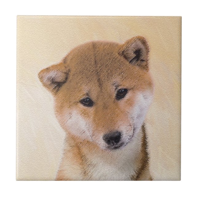 Shiba Inu (Red) Painting - Original Dog Art Tile (Front)