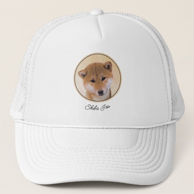Shiba Inu (Red) Painting - Original Dog Art Trucker Hat (Front)